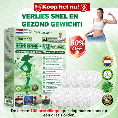 🇳🇱Officiële winkel | 🌿🩹 𝗚𝗟𝗢𝗥𝗘𝗡𝗗𝗔® Moringa · Berberine + NAD+ – 10-in-1 Geavanceerde Nano Micronaald Patch (slechts 1× per dag, zichtbare veranderingen binnen 7 dagen) | Voor obesitas, losse huid, diabetes, slaapapneu, gewrichtsproblemen en meer