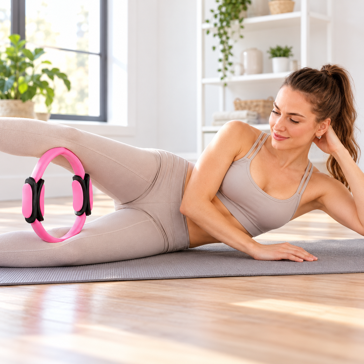 Standing Pilates ring training demonstration