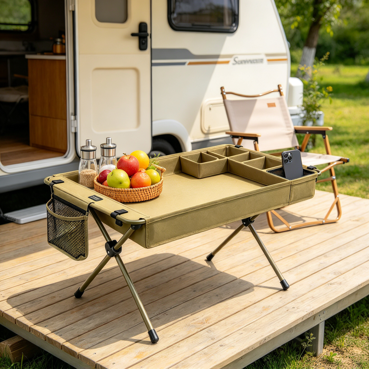 Portable Camping Table Organizer for Outdoor Cooking